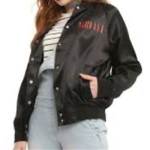 Nirvana Black Satin Long Sleeve Band Jacket.